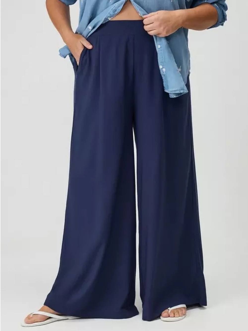 Women’s Wide Leg Navy Pants, pull-0n Elastic Waist, Torrid 3x Short NWT